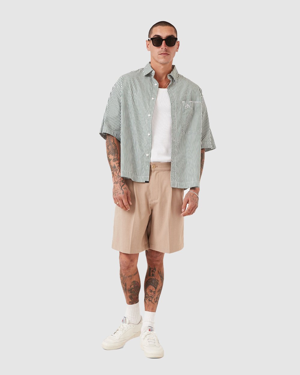 Crop Shirt Green Stripes