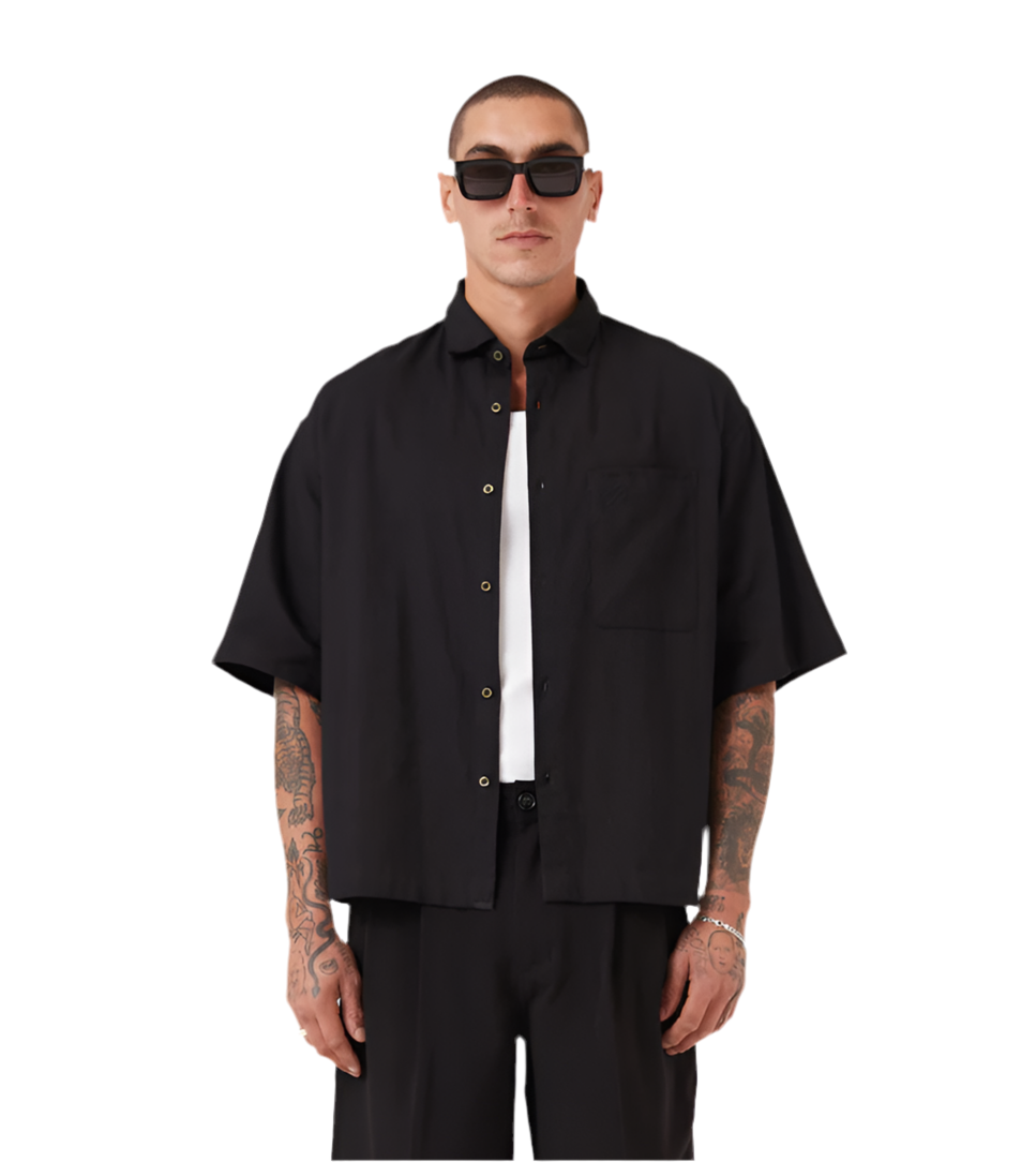 Box Crop Shirt Negro