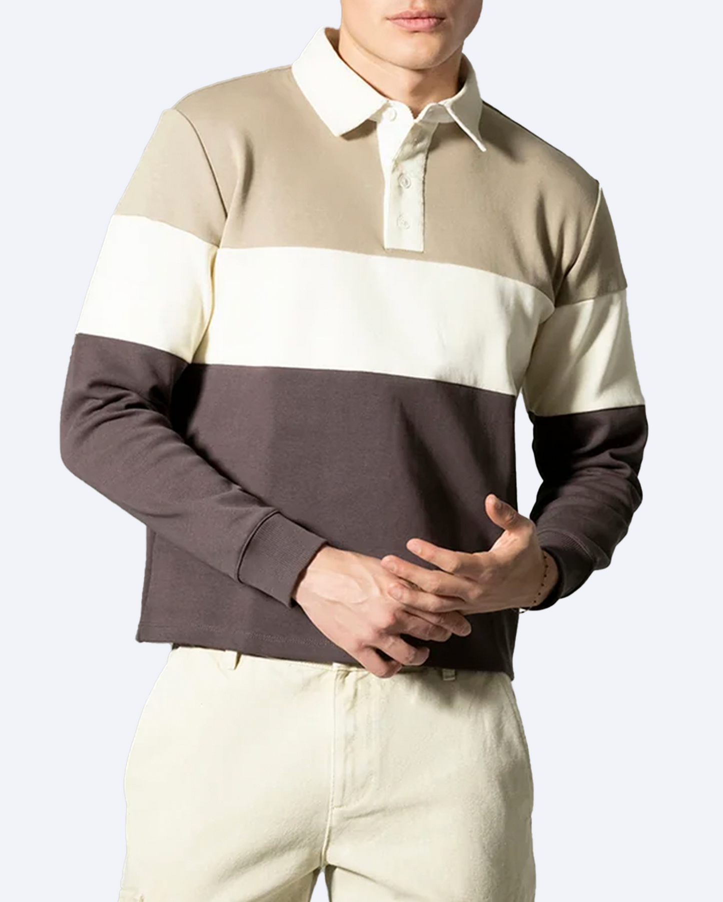 Cropped Rugby Polo LS Colorblock