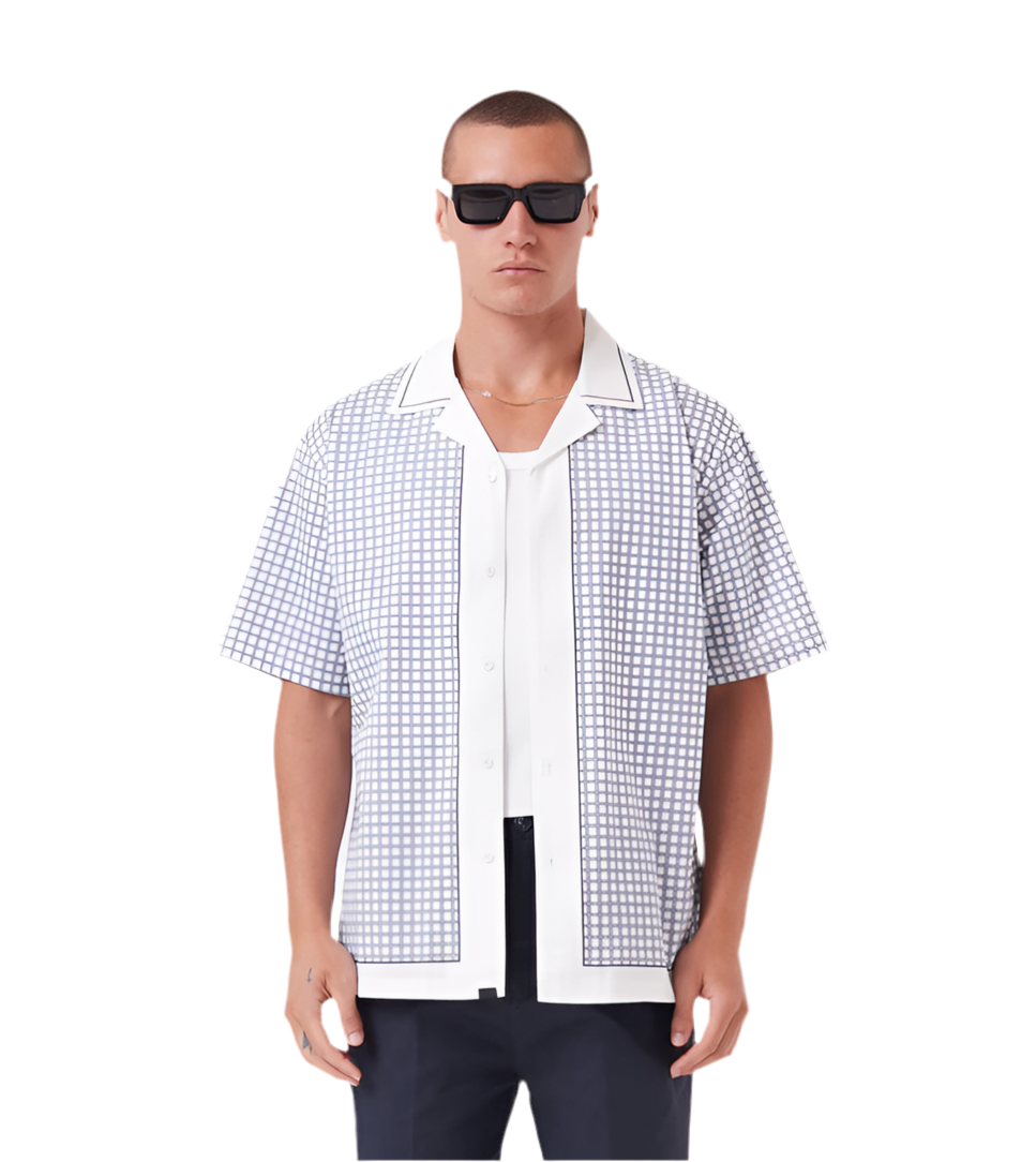 Zanerobe Link-Up SS Holiday Shirt Vintage Blanco/Azul