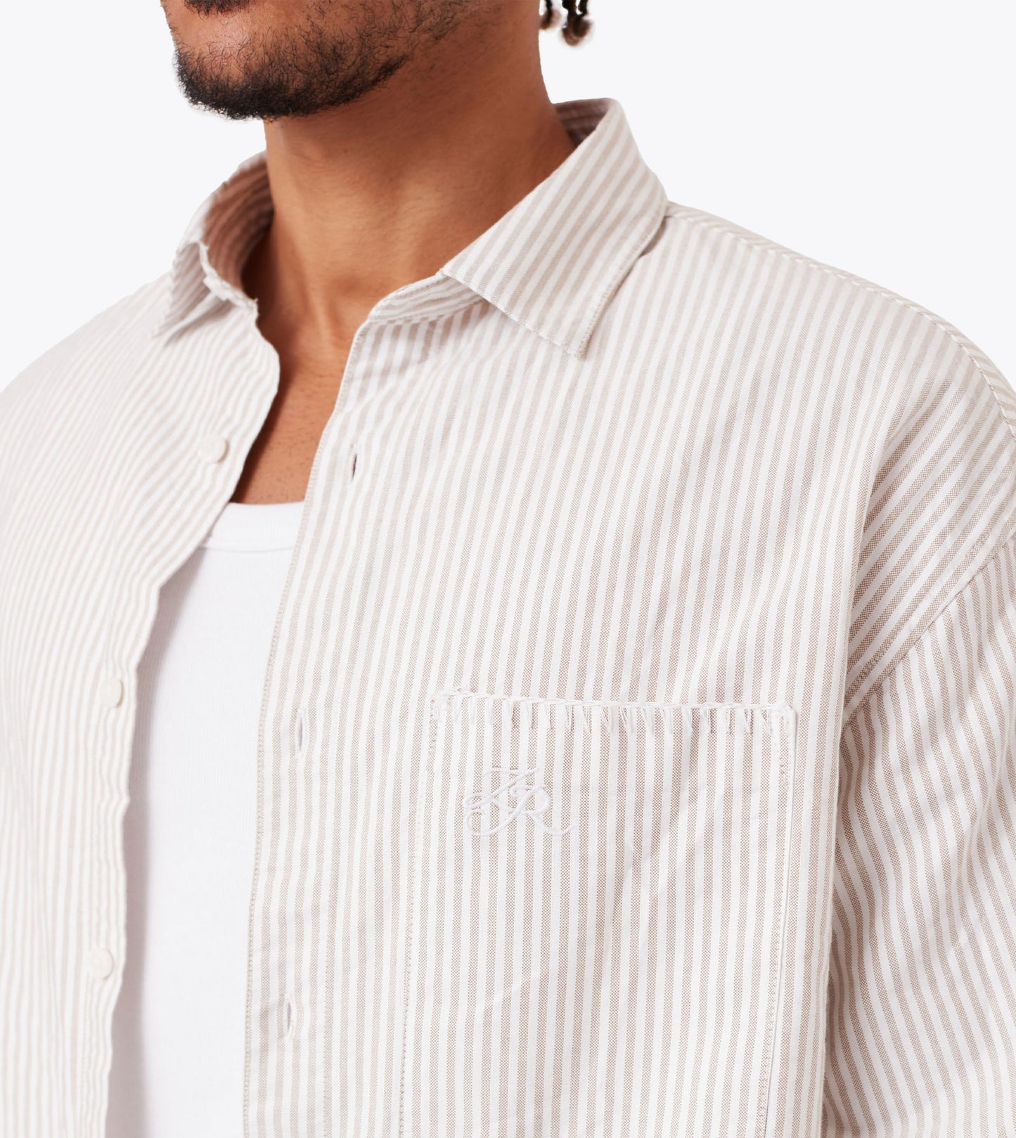 Box Shirt Beige Stripes