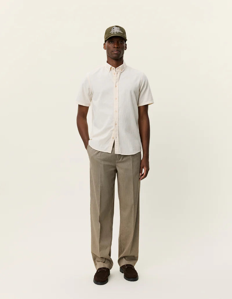 Konrad Cotton Linen SS Shirt Eggnog White