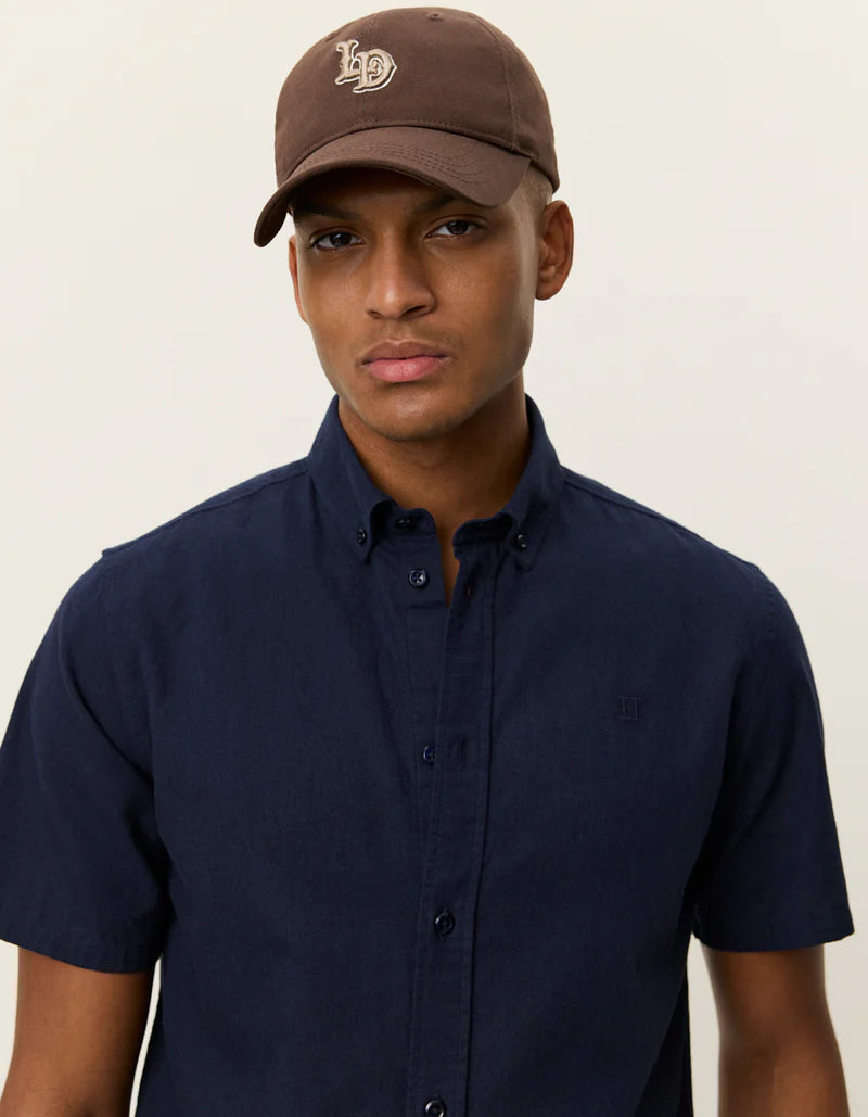 Konrad Cotton Linen SS Shirt Dark Navy