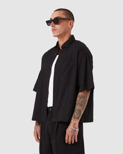 Box Crop Shirt Black