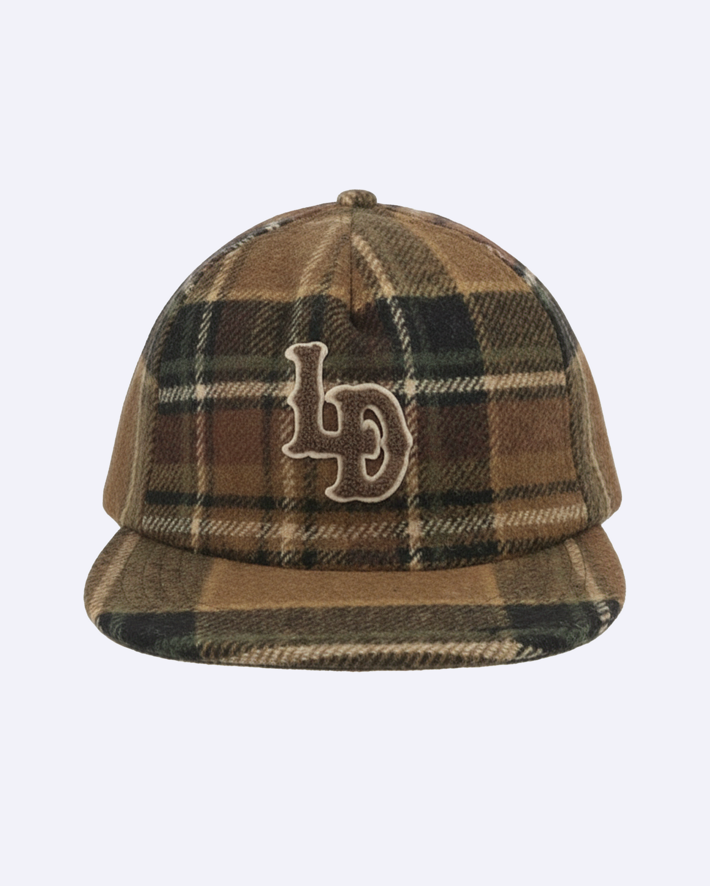 LD Check Letterman Cap Monk's Robe Brown Snapback