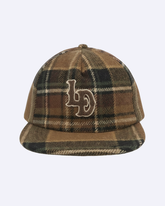 LD Check Letterman Cap Monk's Robe Brown Snapback