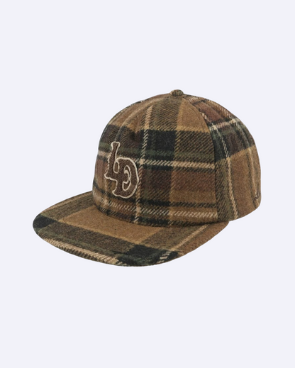 LD Check Letterman Cap Monk's Robe Brown Snapback