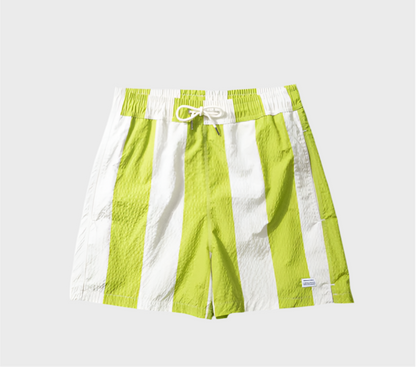 Seersucker Green Stripes Swimshorts
