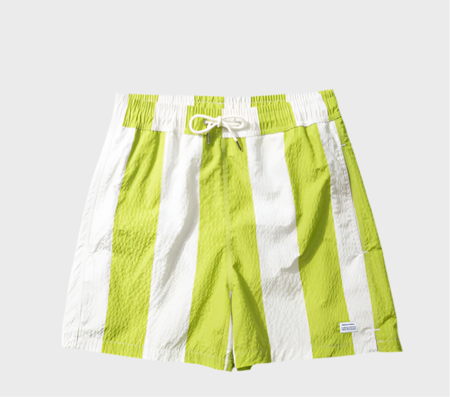 Seersucker Green Stripes Swimshorts