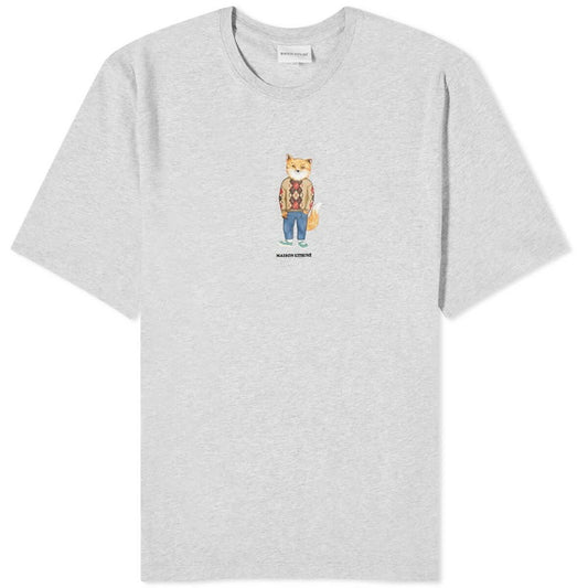 MAISON KITSUNE FOX REGULAR T-SHIRT GREY MELANGE