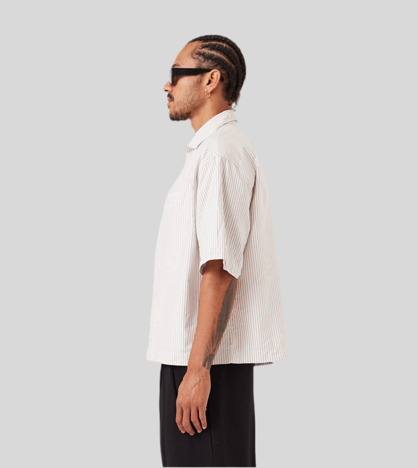 Box Shirt Beige Stripes