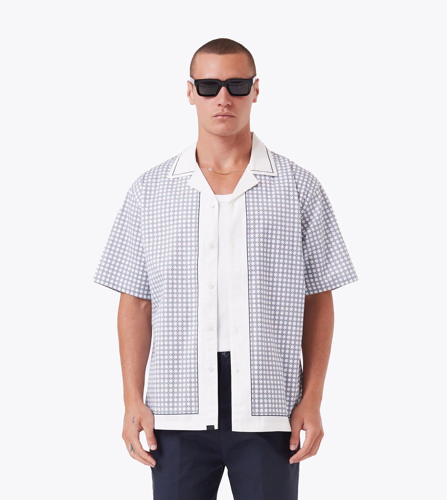 Link-Up SS Holiday Shirt Vintage Blanco/Azul