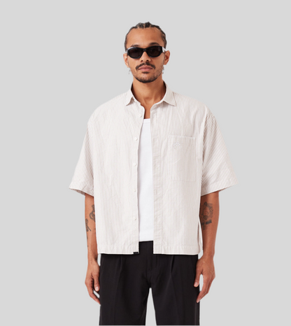 Box Shirt Beige Stripes