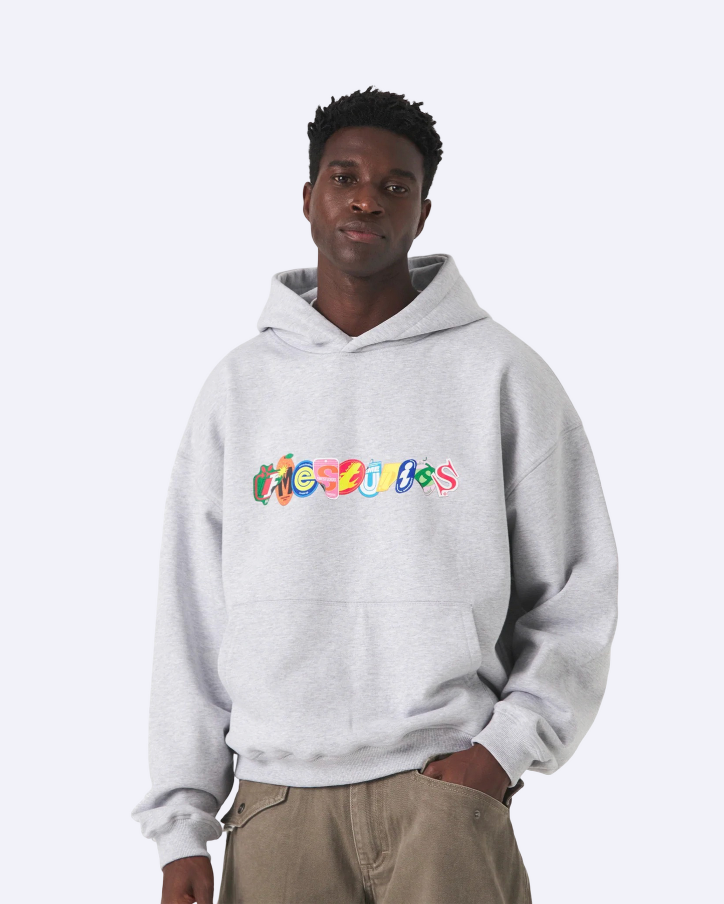 Stickers Grey Oversized Hoodie
