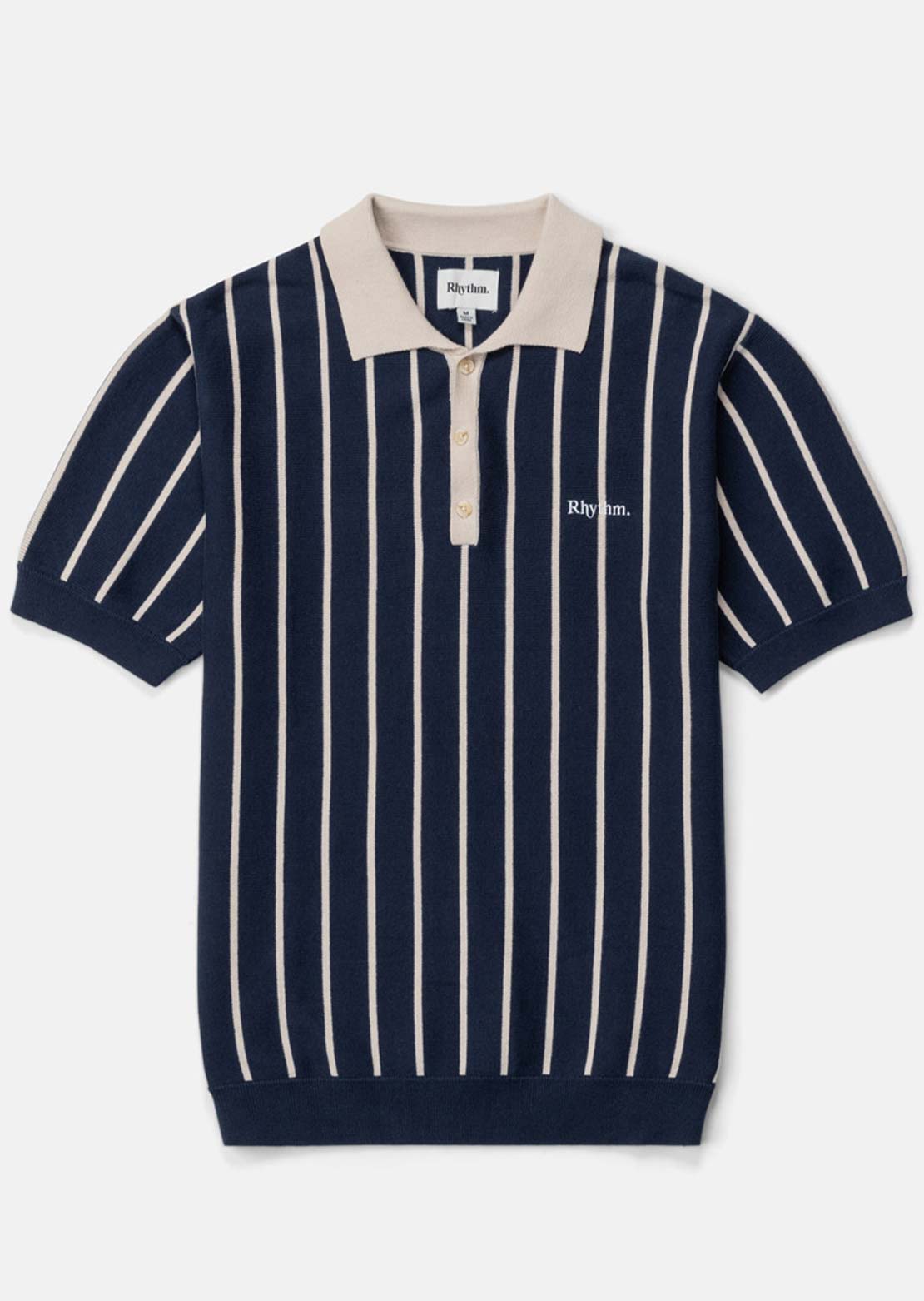 Stripes Knit Polo In Navy