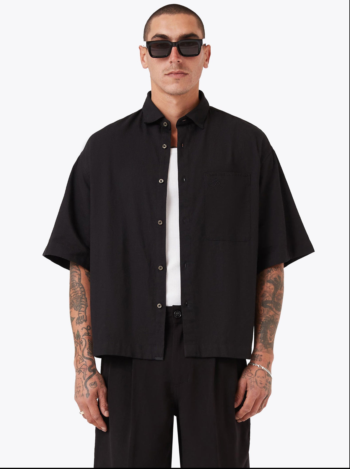Box Crop Shirt Black