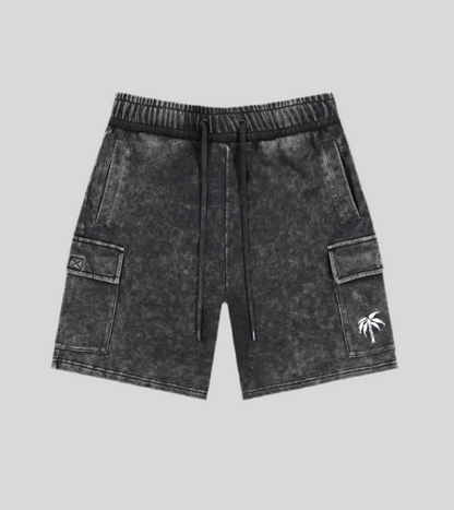 Marly Cargo Shorts Enzyme Washed Palm Logo
