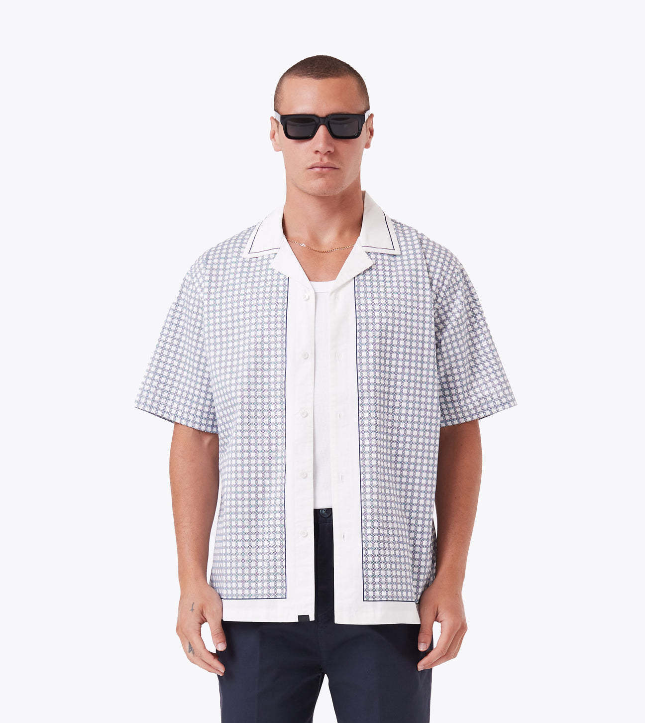 Link-Up SS Holiday Shirt Vintage Blanco/Azul