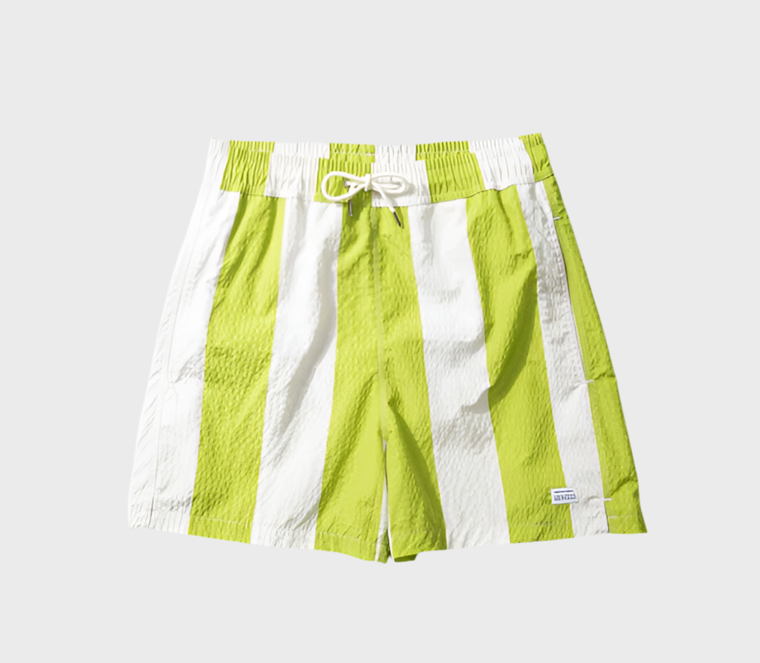 Seersucker Green Stripes Swimshorts