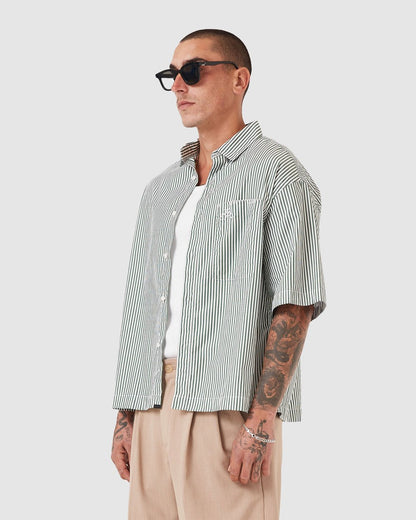 Crop Shirt Green Stripes