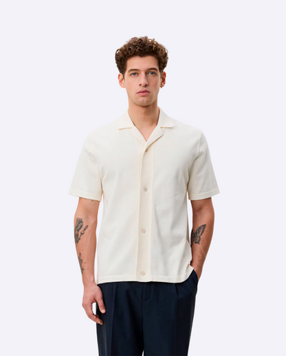 Bouquet Knitted SS Shirt Eggnog White