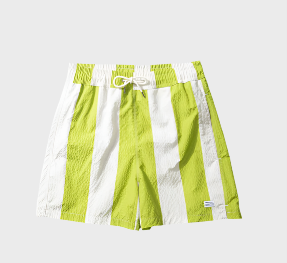 Seersucker Green Stripes Swimshorts