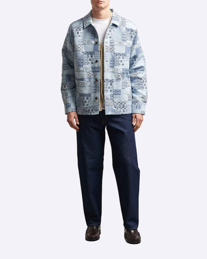 Patchwork Jacquard Overshirt Skyway Blue