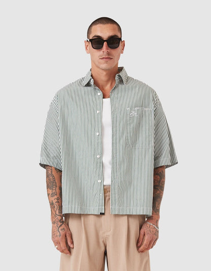 Crop Shirt Green Stripes