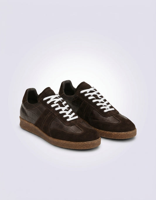 Croco Sneaker -  Chocolate Truffle Red