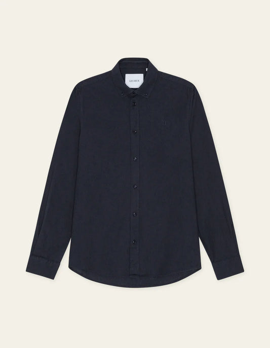 Konrad Cotton Linen Shirt Dark Navy