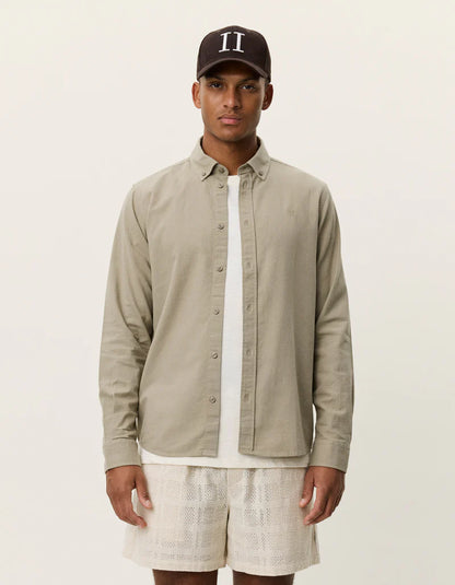 Konrad Cotton Linen Shirt Laurel Oak Sand