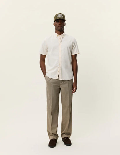 Konrad Cotton Linen SS Shirt Eggnog White