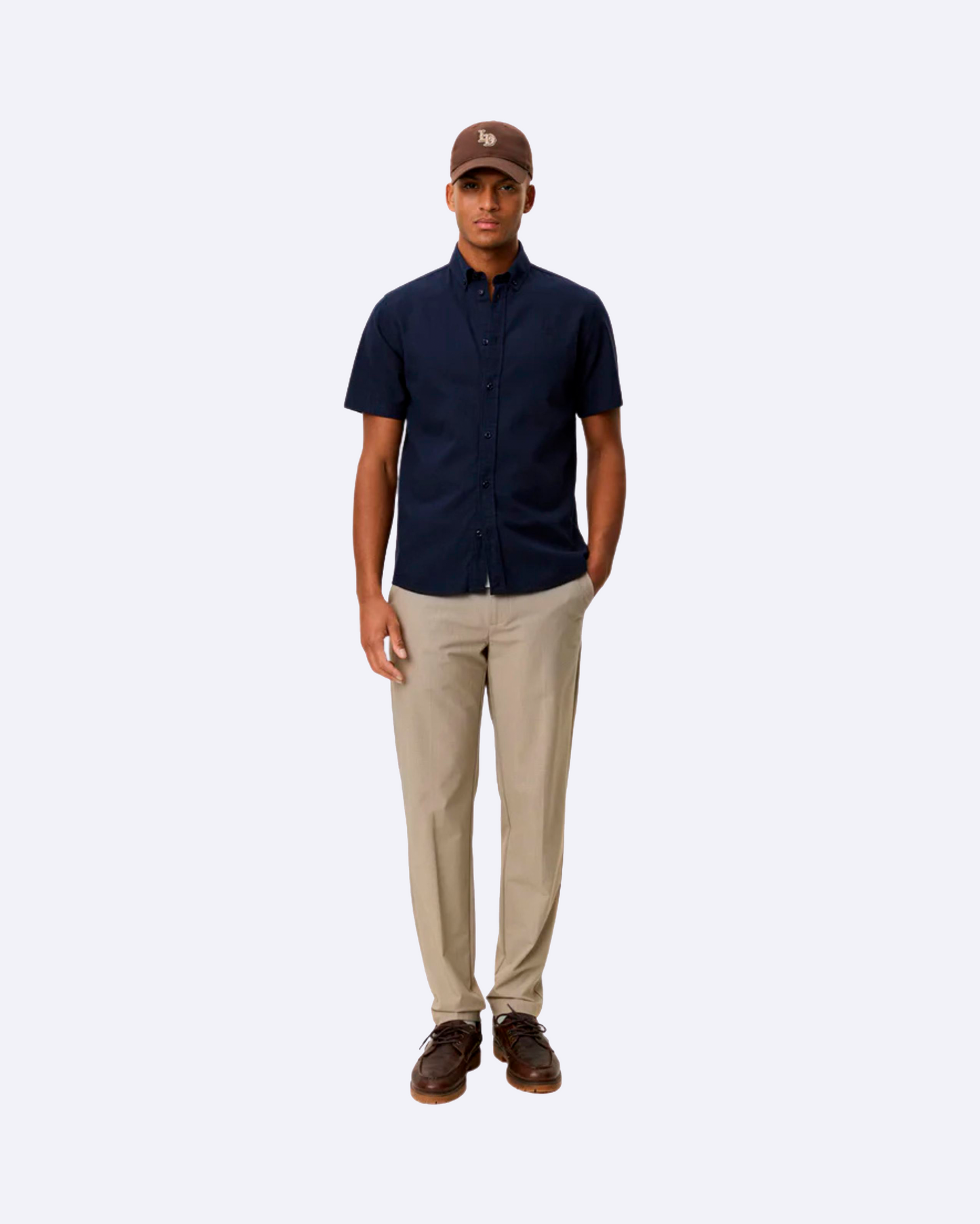 Konrad Cotton Linen SS Shirt Dark Navy
