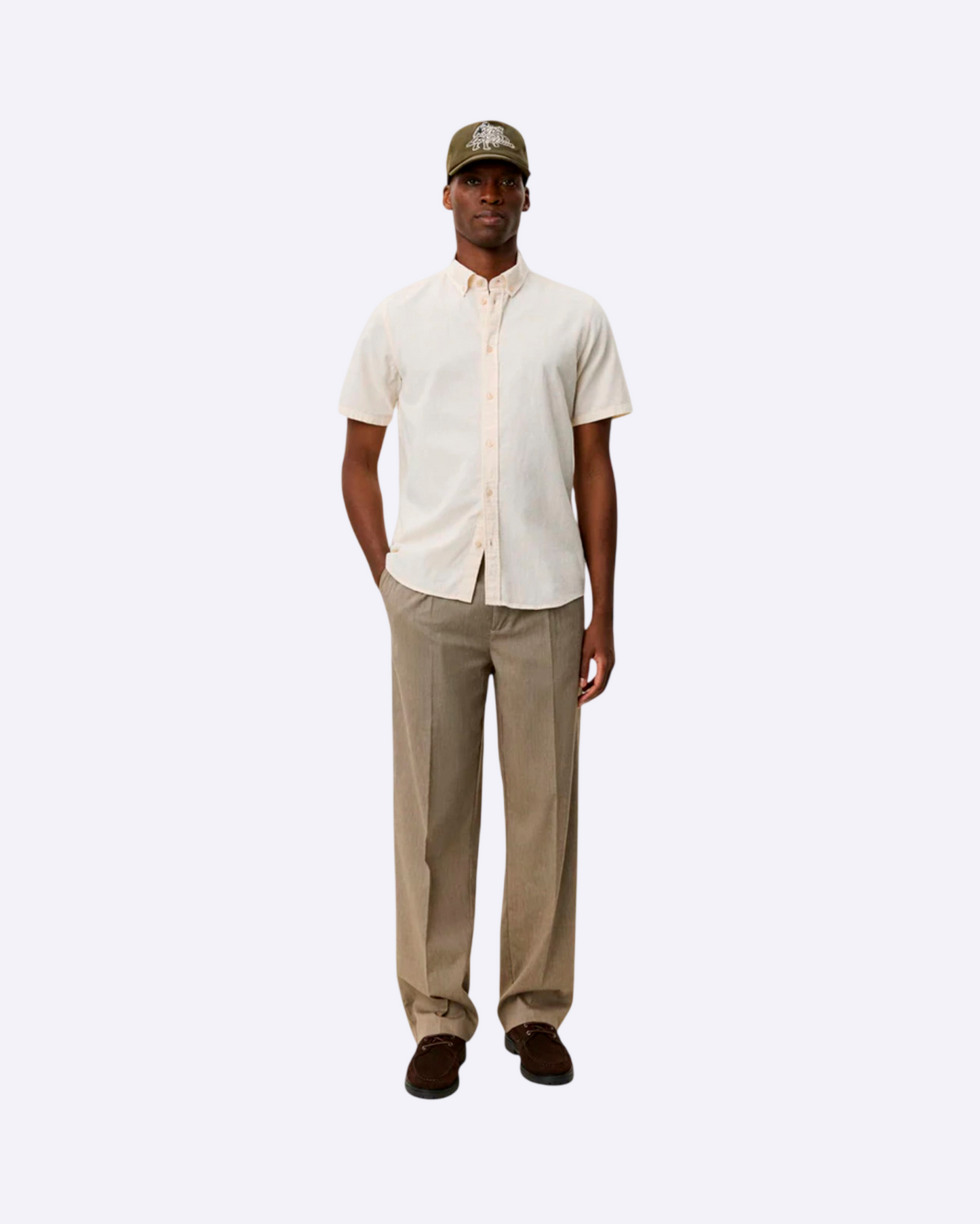 Konrad Cotton Linen SS Shirt Eggnog White