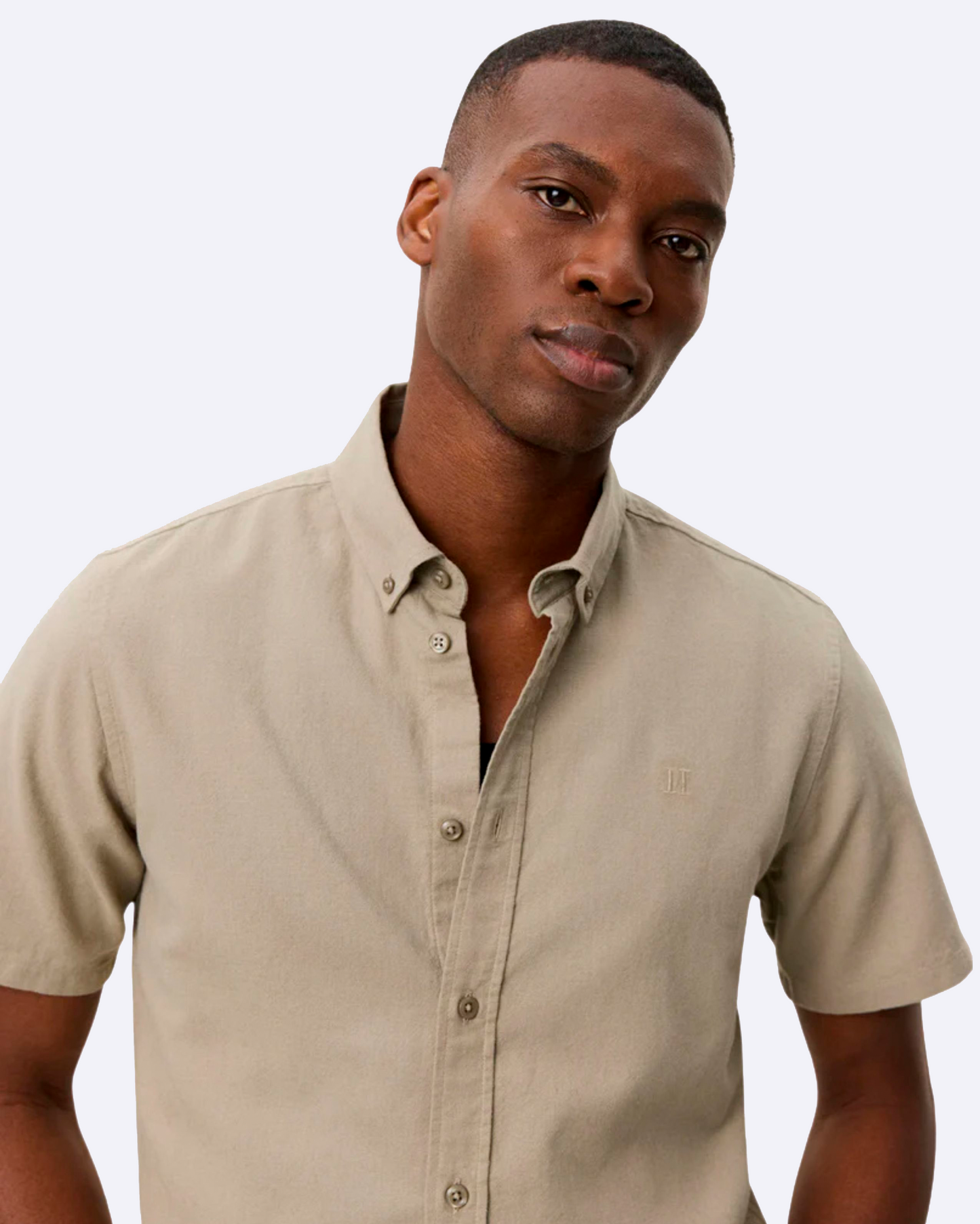 Konrad Cotton Linen SS Shirt Laurel Oak Sand