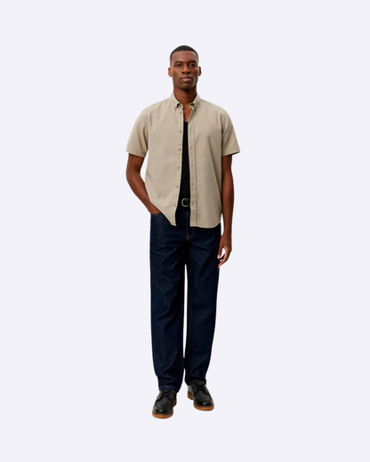 Konrad Cotton Linen SS Shirt Laurel Oak Sand