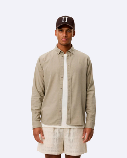 Konrad Cotton Linen Shirt Laurel Oak Sand