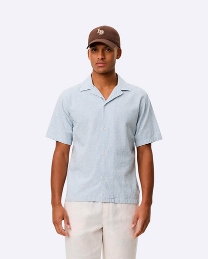 Lukas Stripe Cotton Linen SS Shirt