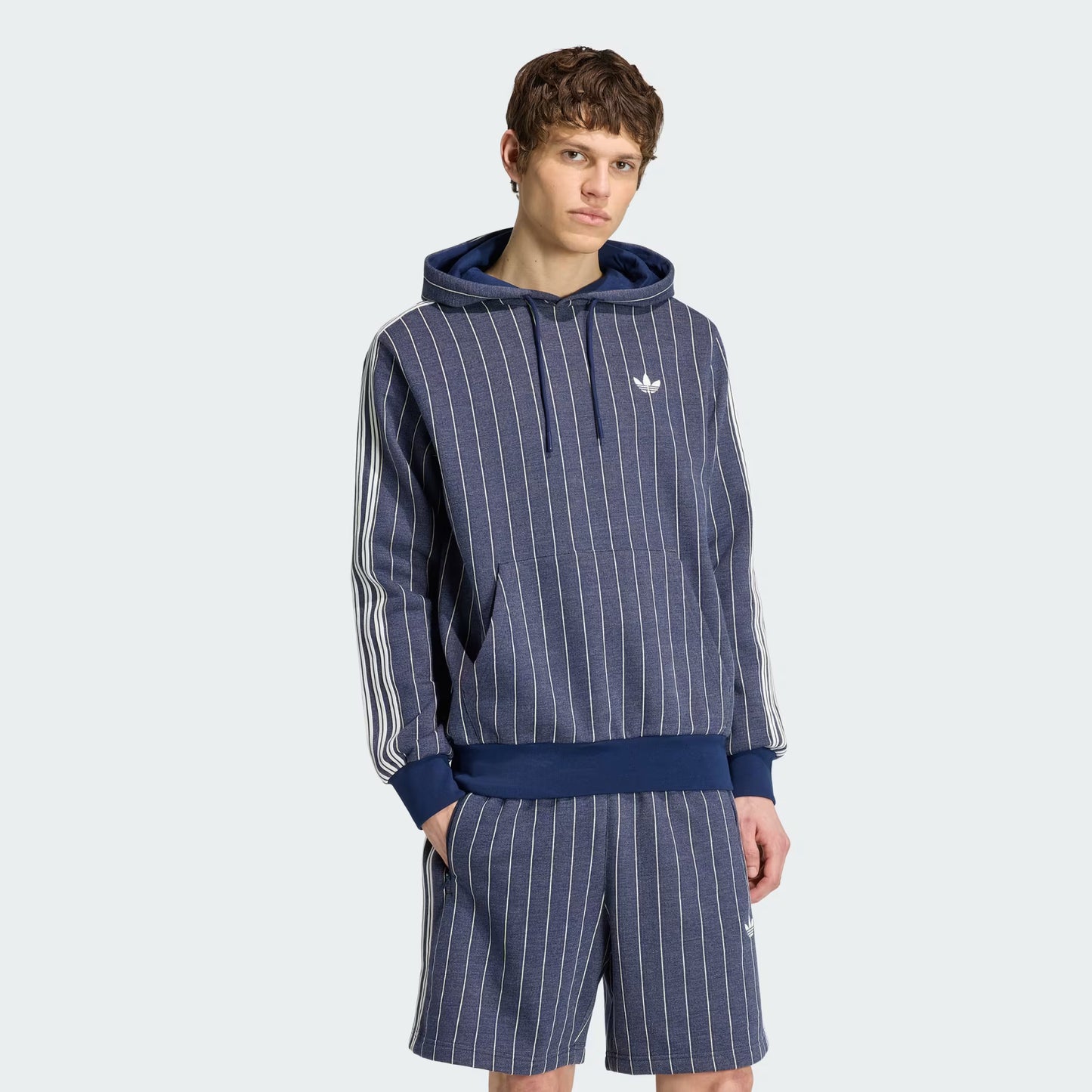 Pinstripe Hoodie - Night Indigo