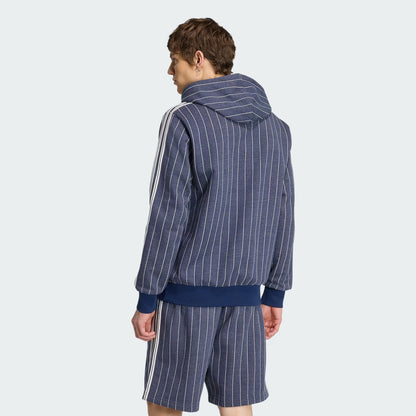 Pinstripe Hoodie - Night Indigo