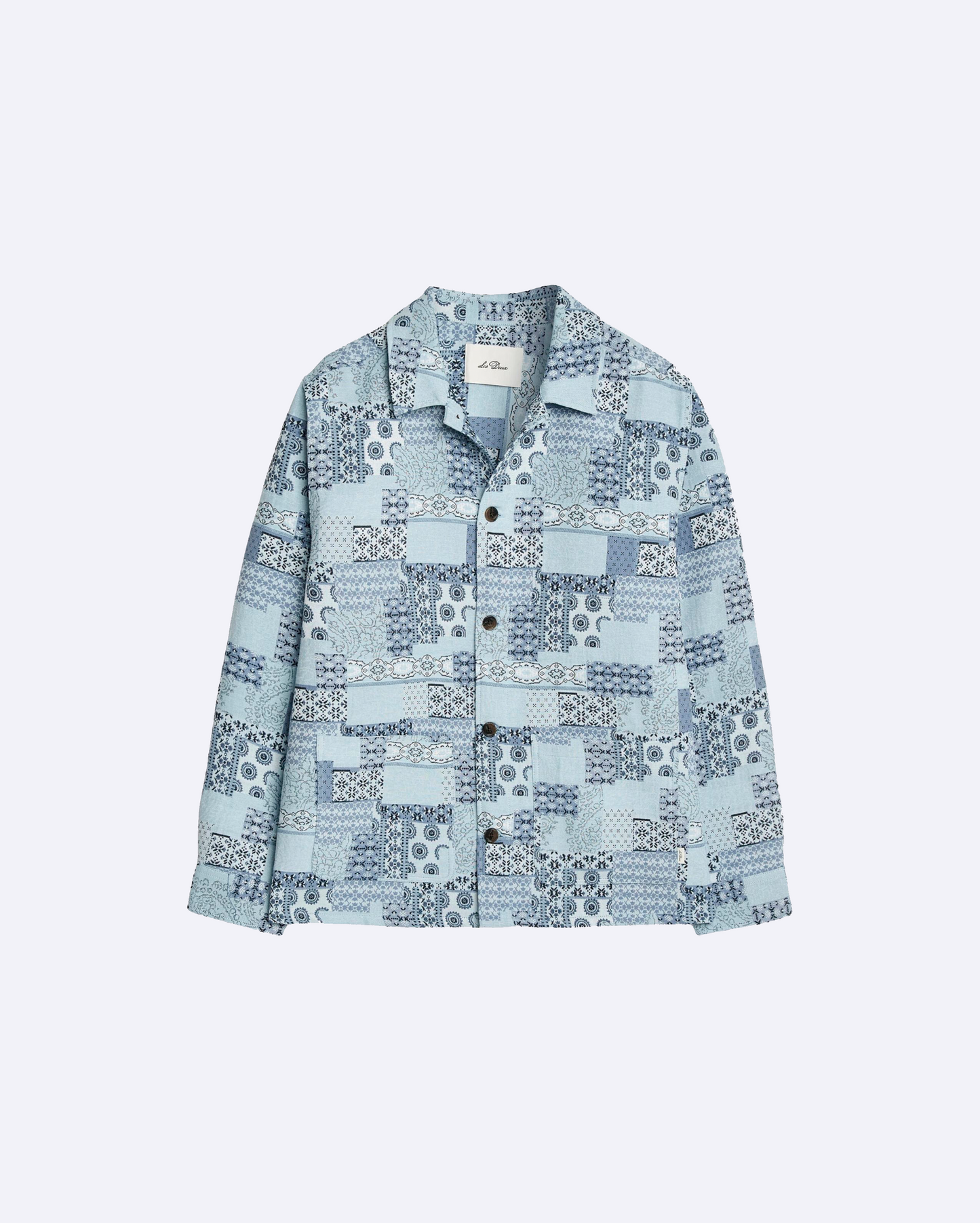 Patchwork Jacquard Overshirt Skyway Blue
