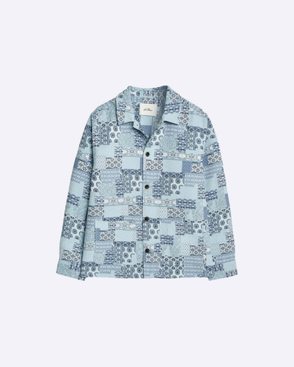Patchwork Jacquard Overshirt Skyway Blue