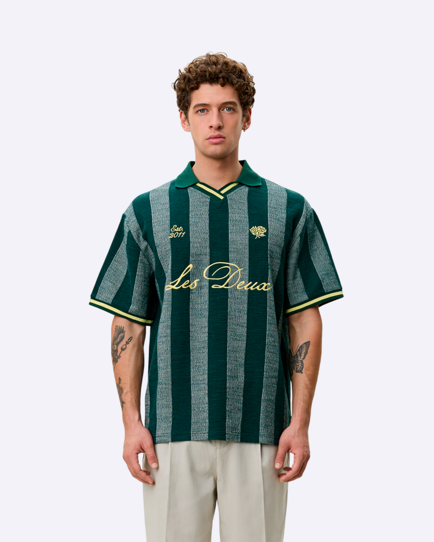 Stripe Jacquard Football Jersey Pine Green