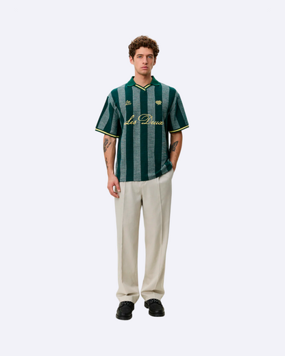 Stripe Jacquard Football Jersey Pine Green