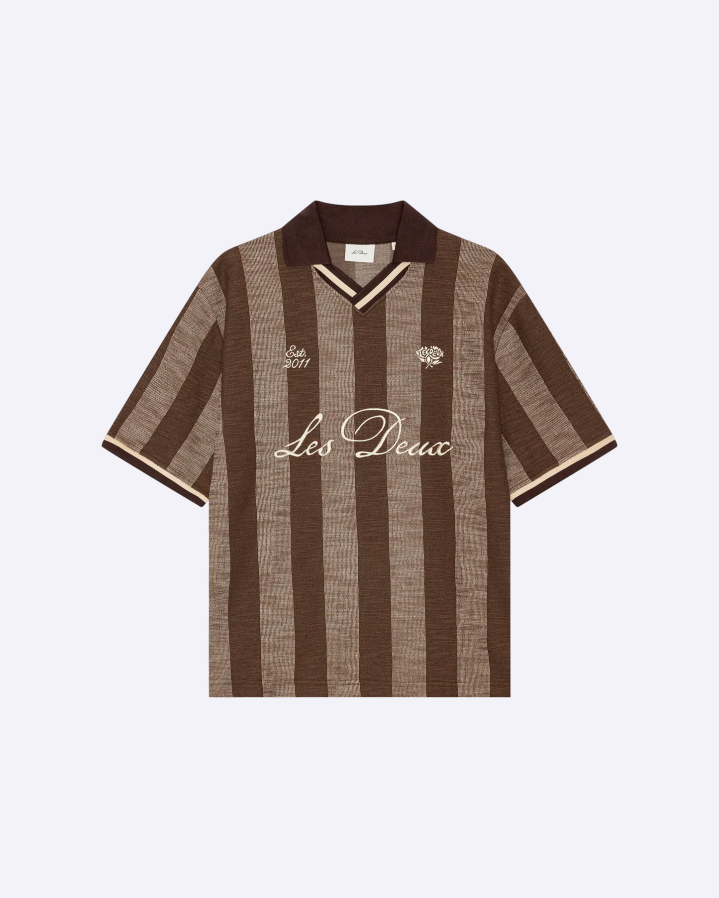 Stripe Jacquard Football Jersey Brown