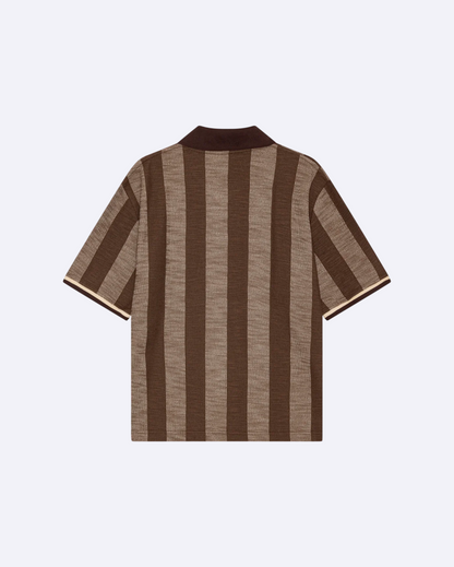 Stripe Jacquard Football Jersey Brown