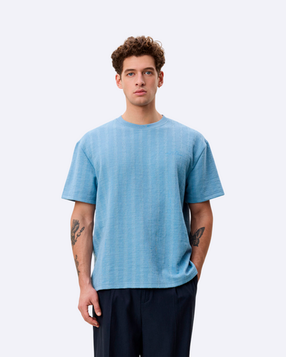 Stripe Jacquard T-Shirt Blue
