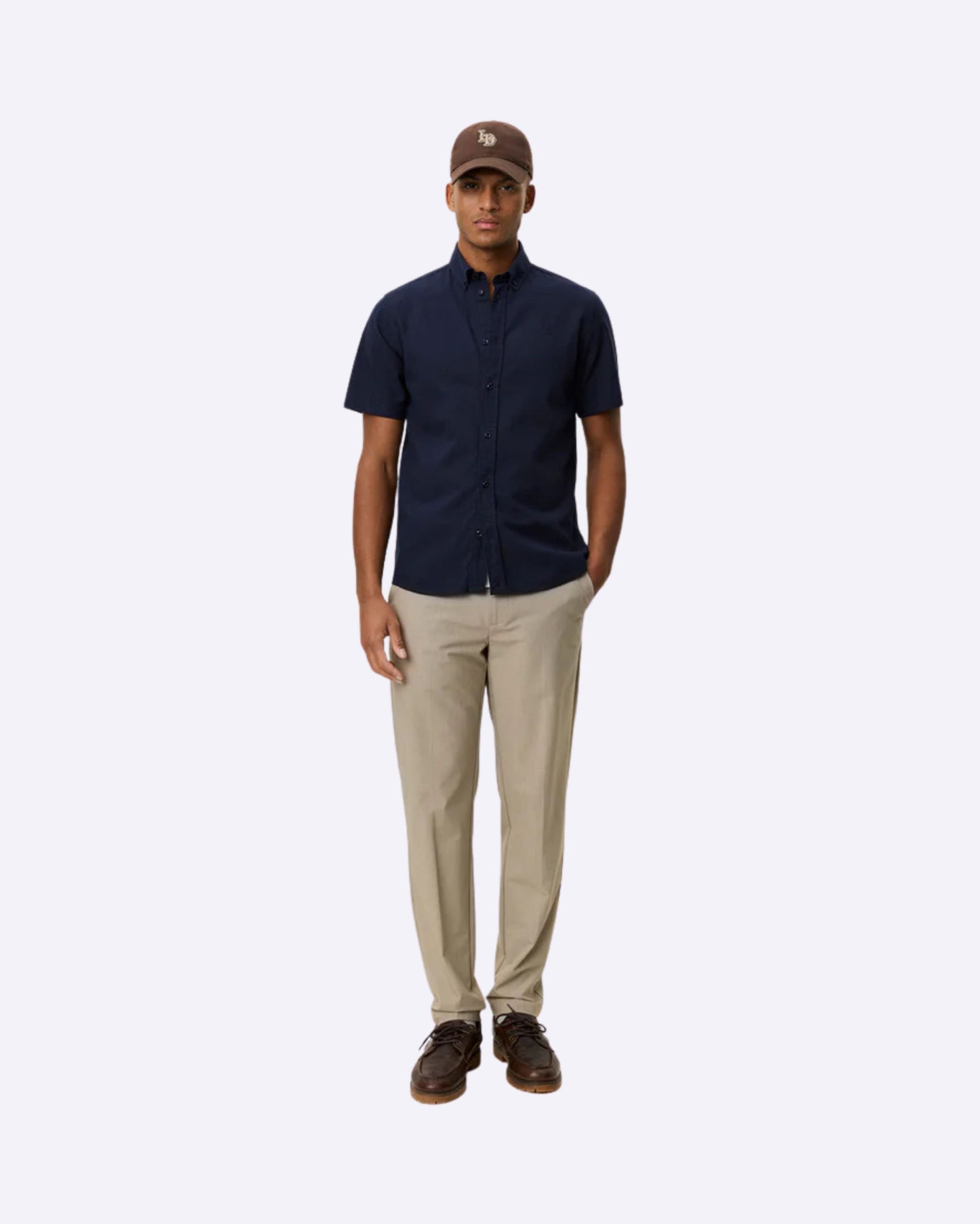 Konrad Cotton Linen SS Shirt Dark Navy