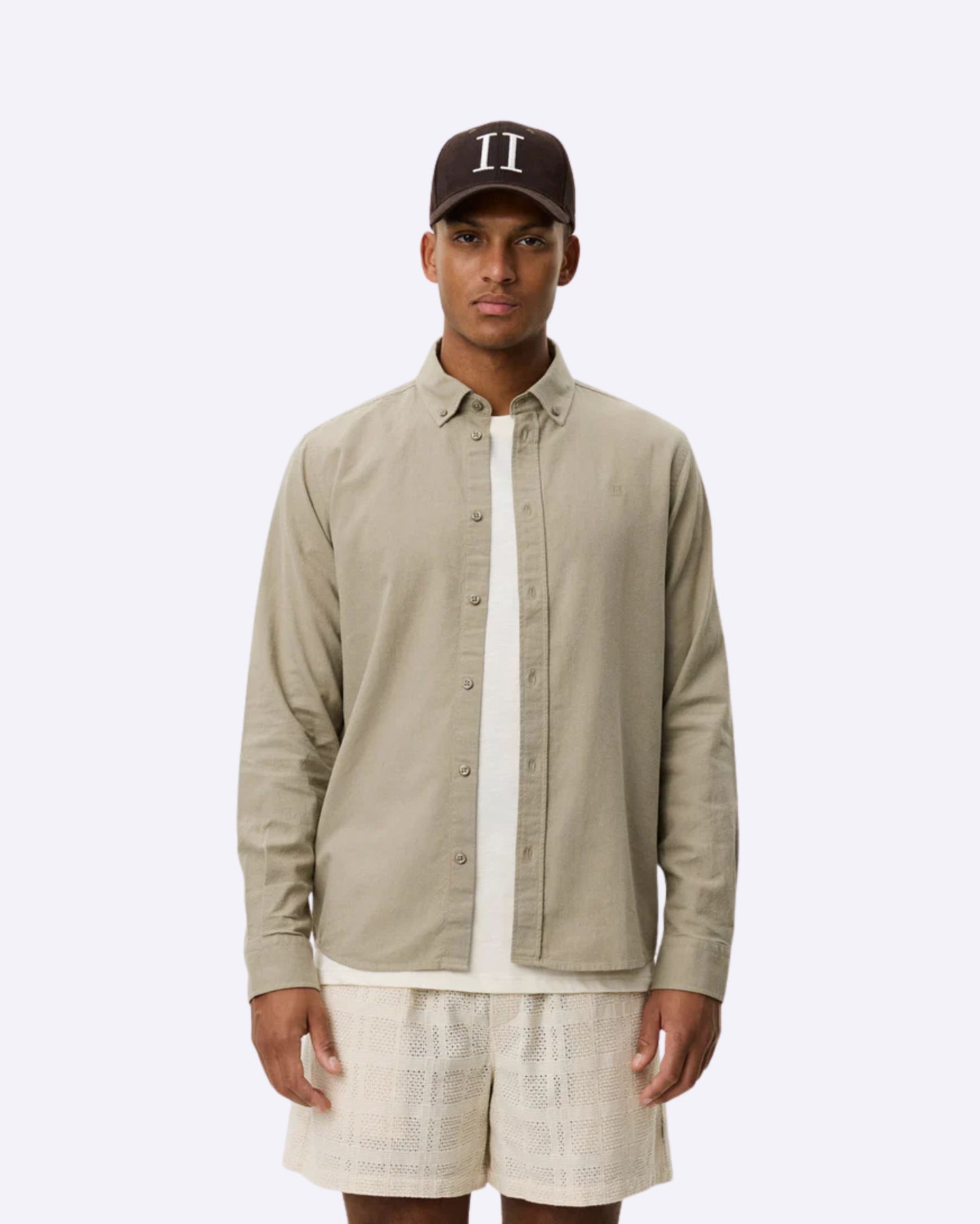 Konrad Cotton Linen Shirt Laurel Oak Sand