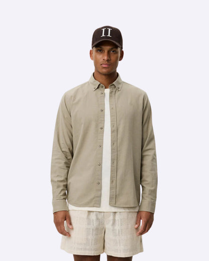 Konrad Cotton Linen Shirt Laurel Oak Sand